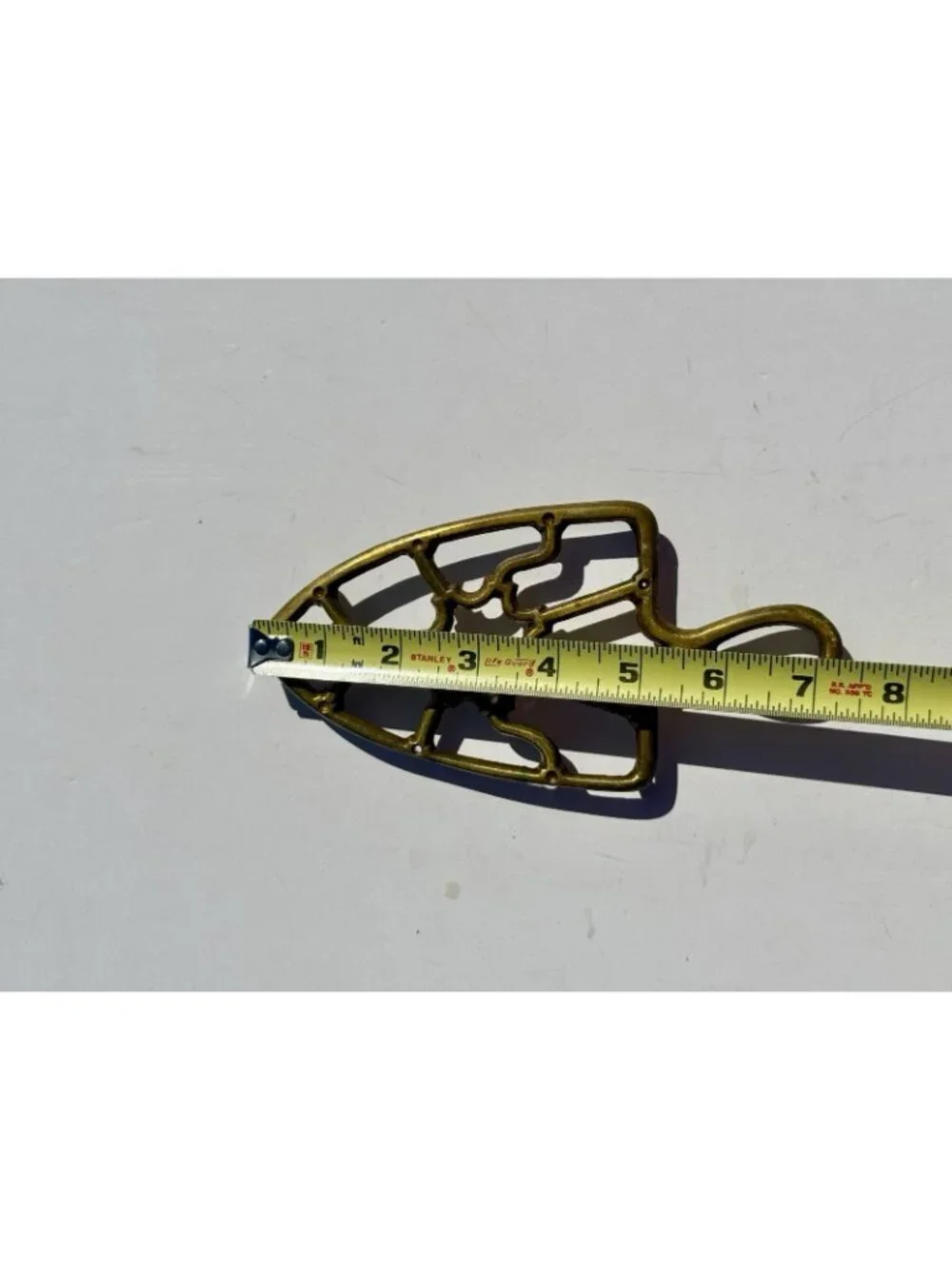 Brass Trivet Vintage Geometric Cast Brass Footed Flat Iron Triangle ‘Flatwheel’